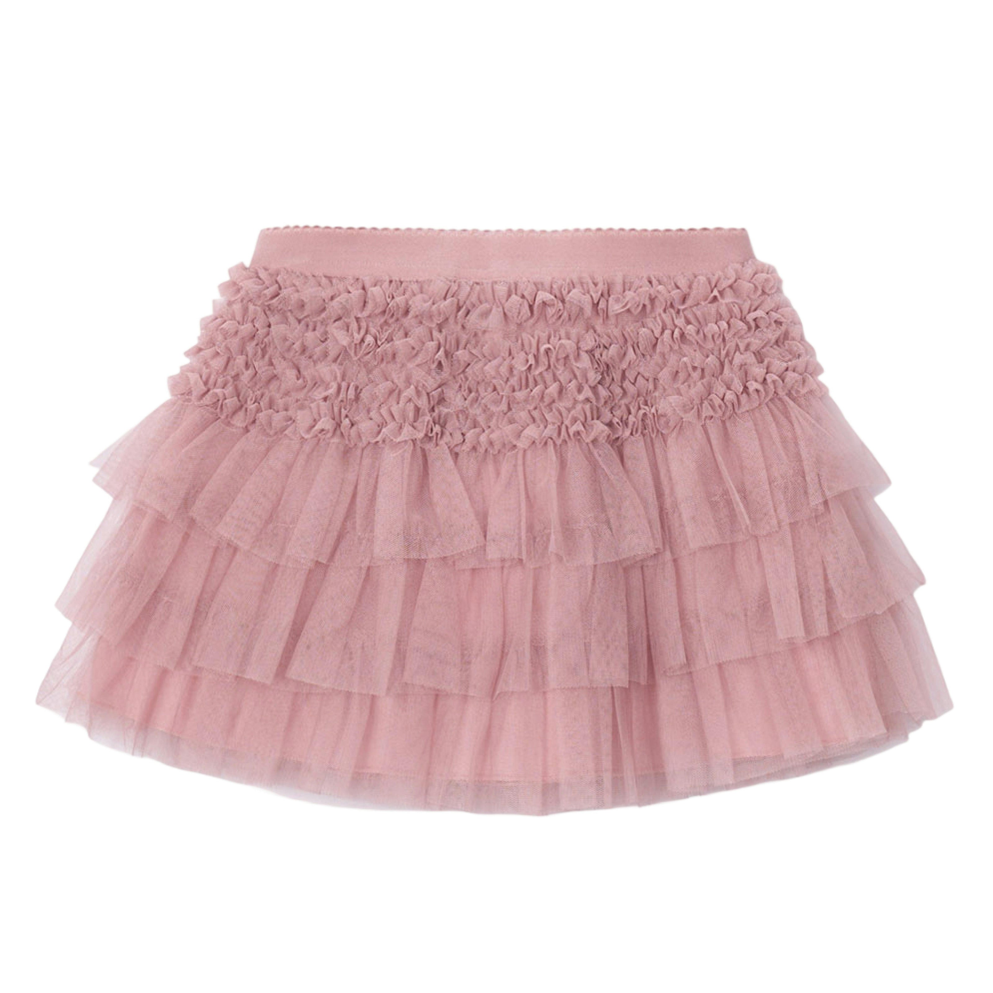 Pink Layered Tulle Ruffle Skirt