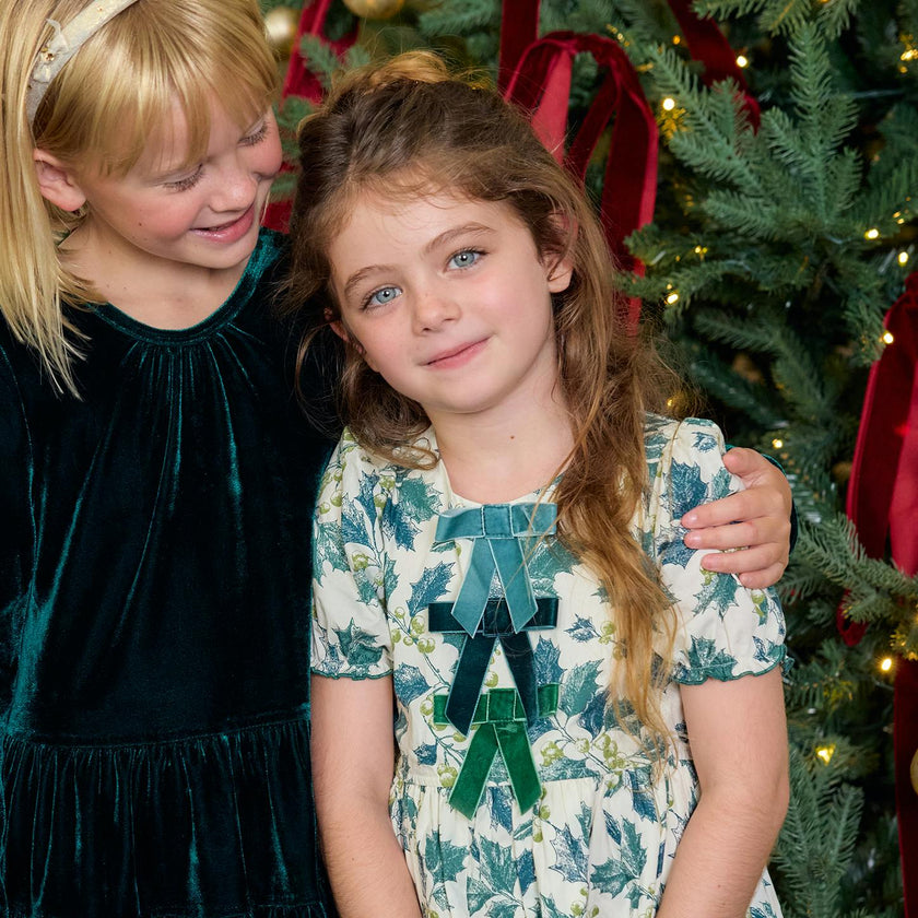 Girls Hermione Dress - Green Holly