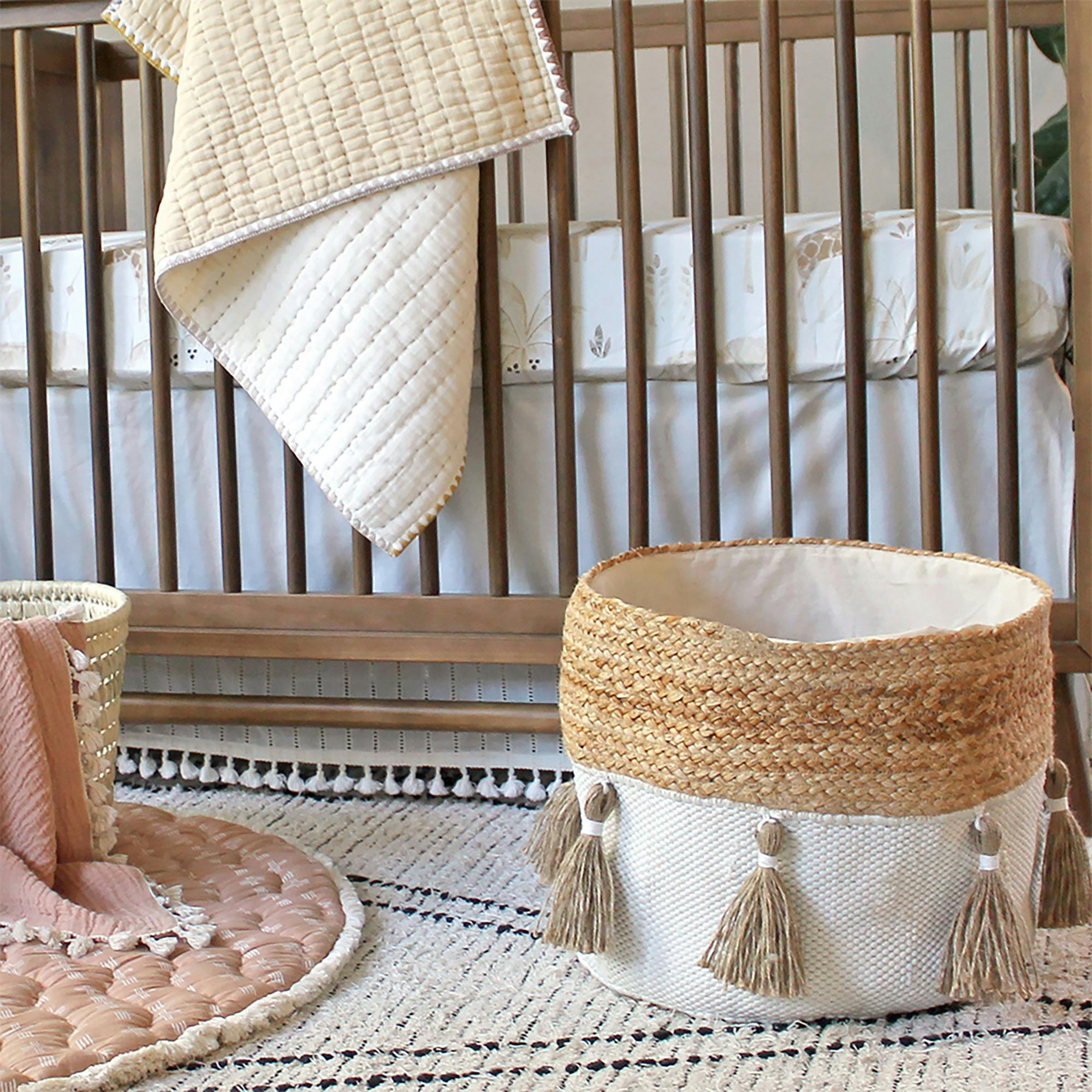 Cotton & Jute Boho Storage Bin