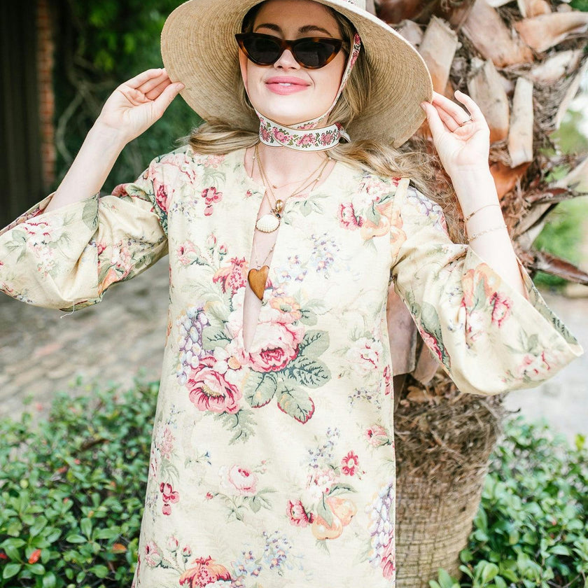 Wildflower Sun Hat (PreOrder Shipping June 15th) - Ivory Wide & Short Grosgrain Ribbon