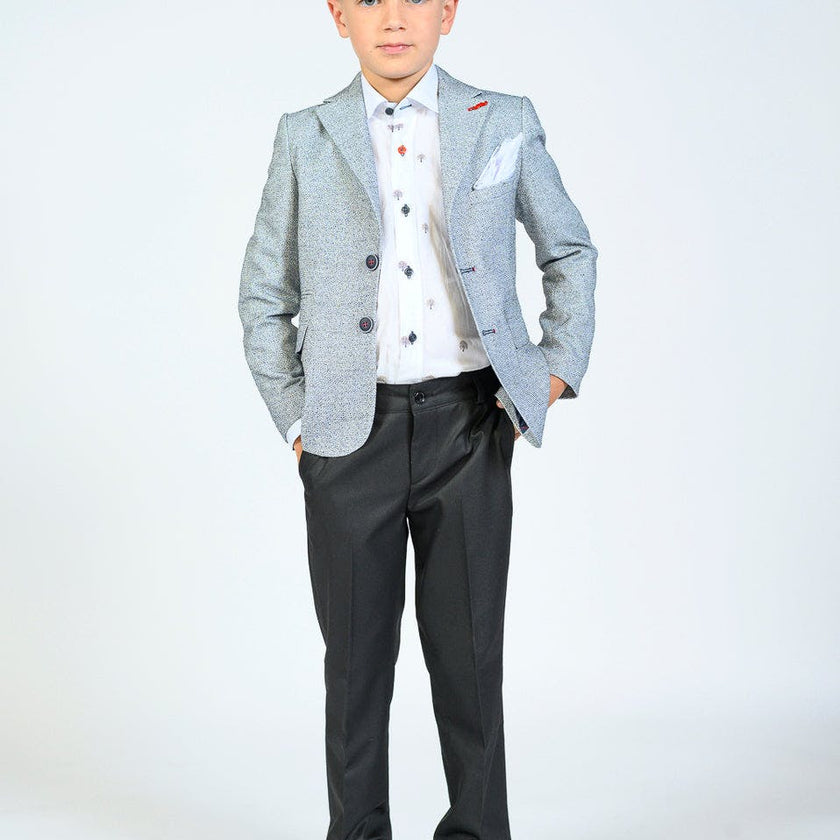 Cool Gray Embroidered Blazer