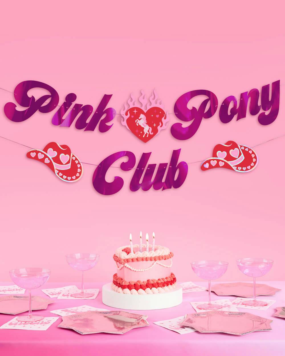 Pink Pony Club Banner - pink foil banner