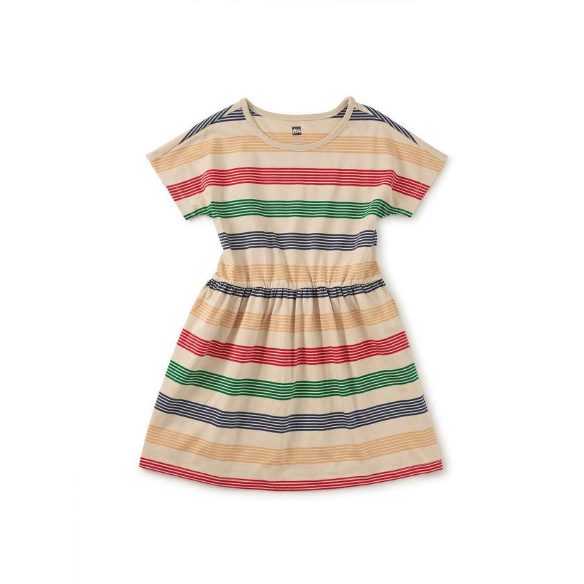 Short Sleeve Twirl Dress, Sandy Beach