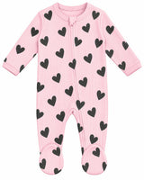 Baby Thermal Footie - Pink Chenille Hearts