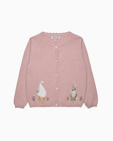 Duck and Bunny Cardigan in Pink