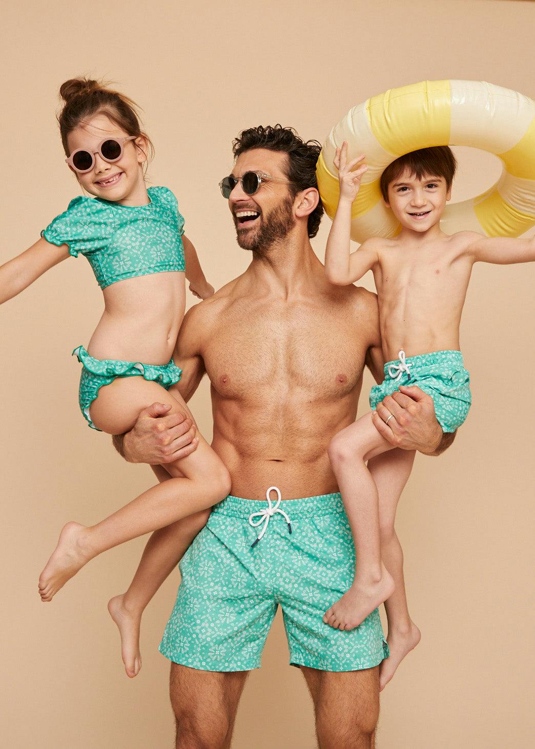 Mint Green Bandana Boys' Swim Shorts