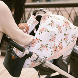 Cotton Muslin Car Seat Canopy - Watercolor Roses