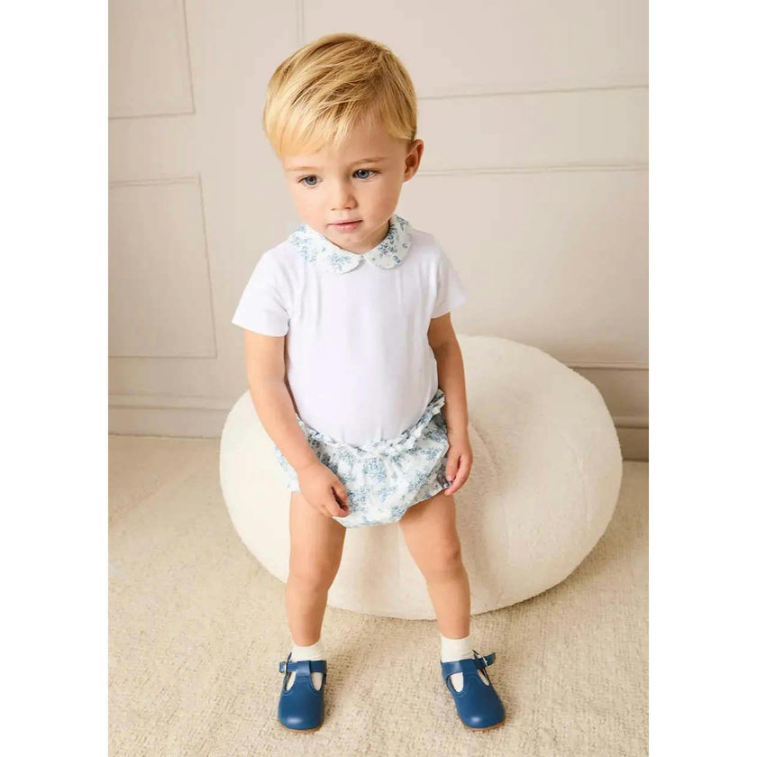 Audrey Toile Elasticated Waist Bloomers in Blue (1mth-12mths)