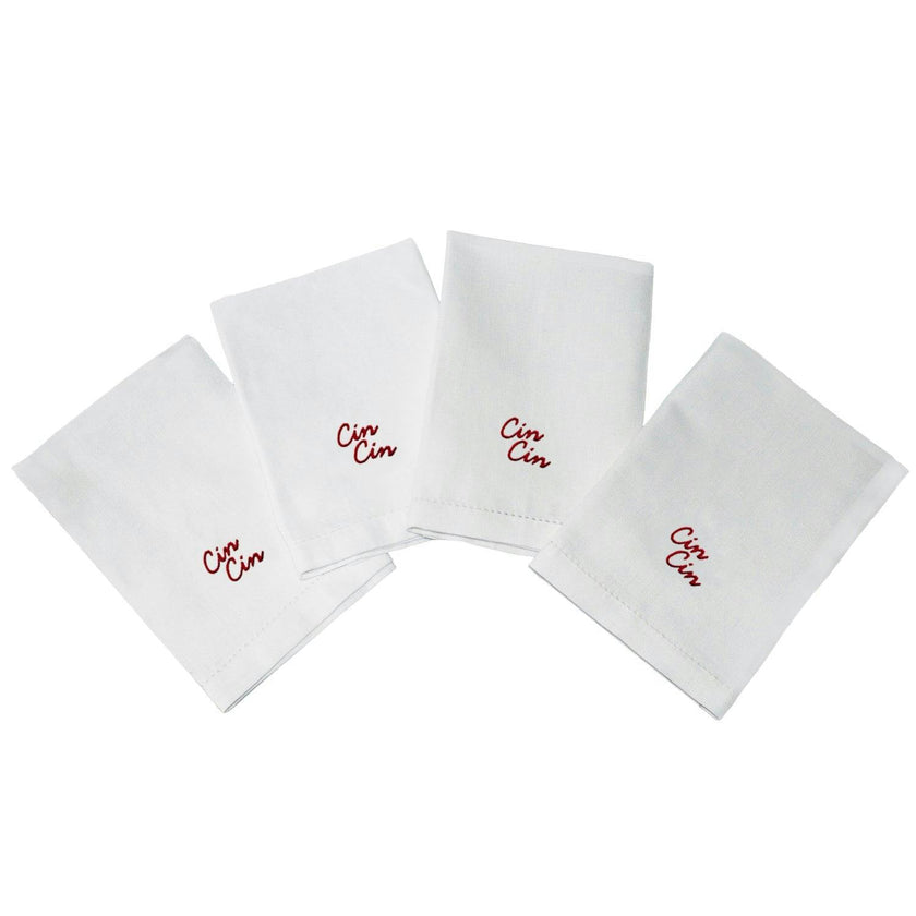 'Cin Cin' Linen-Cotton Hemstitch Dinner Napkins, Set of 4