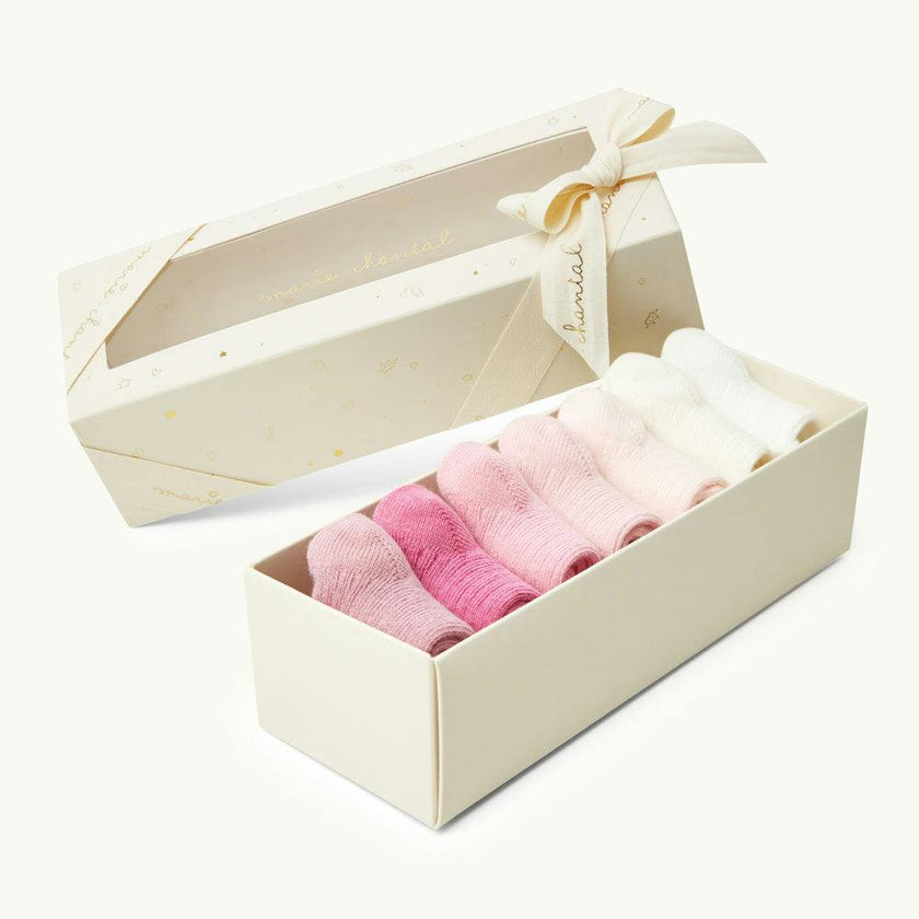 Bijou Set Of 7 Socks - Pink