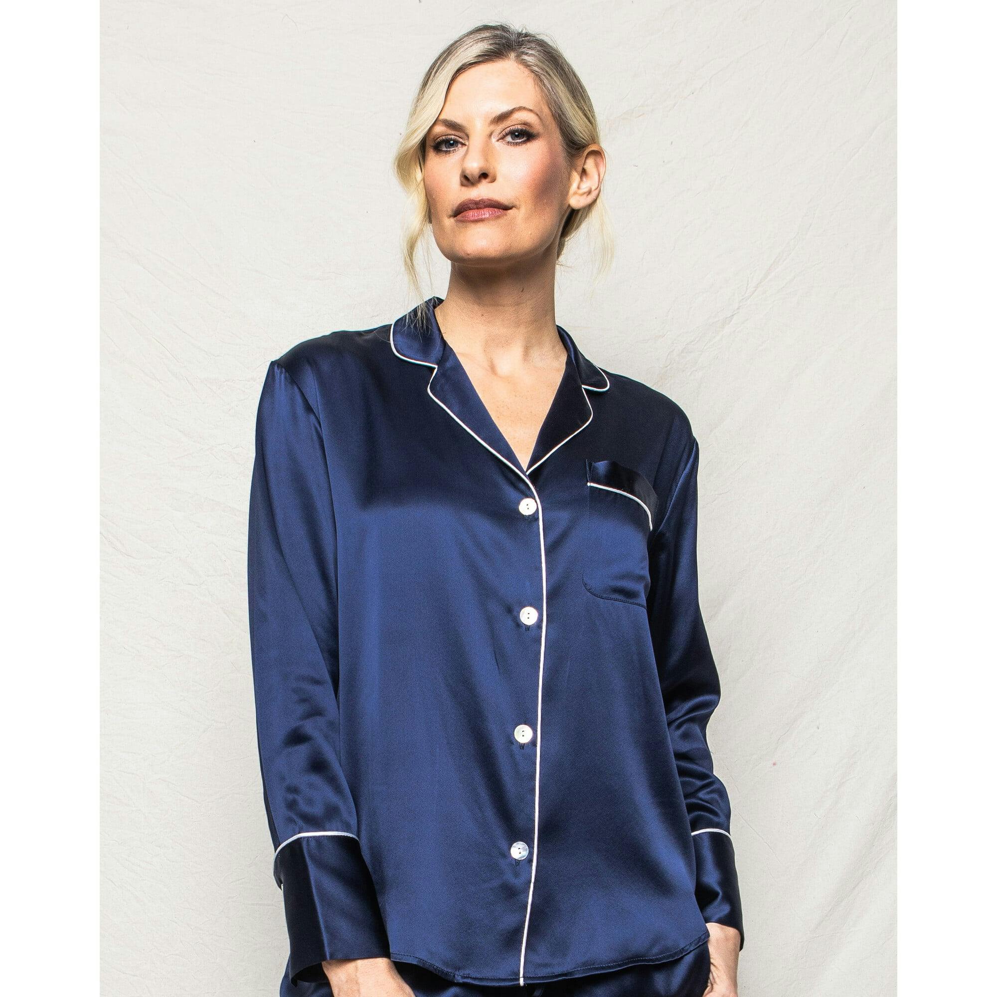 Women's Silk Pajama Set in Black
