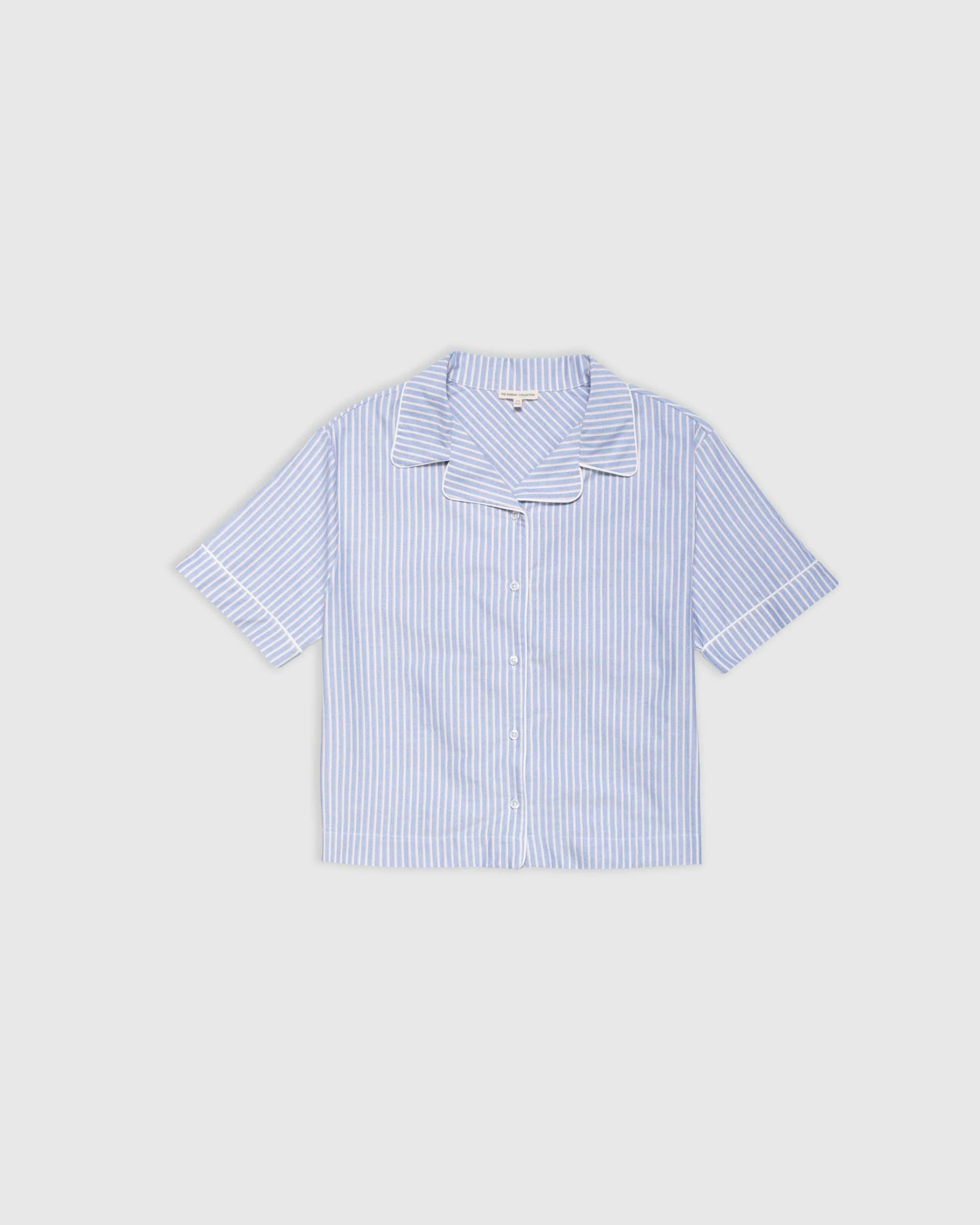 Adult Bowling Shirt in Oxford Stripe