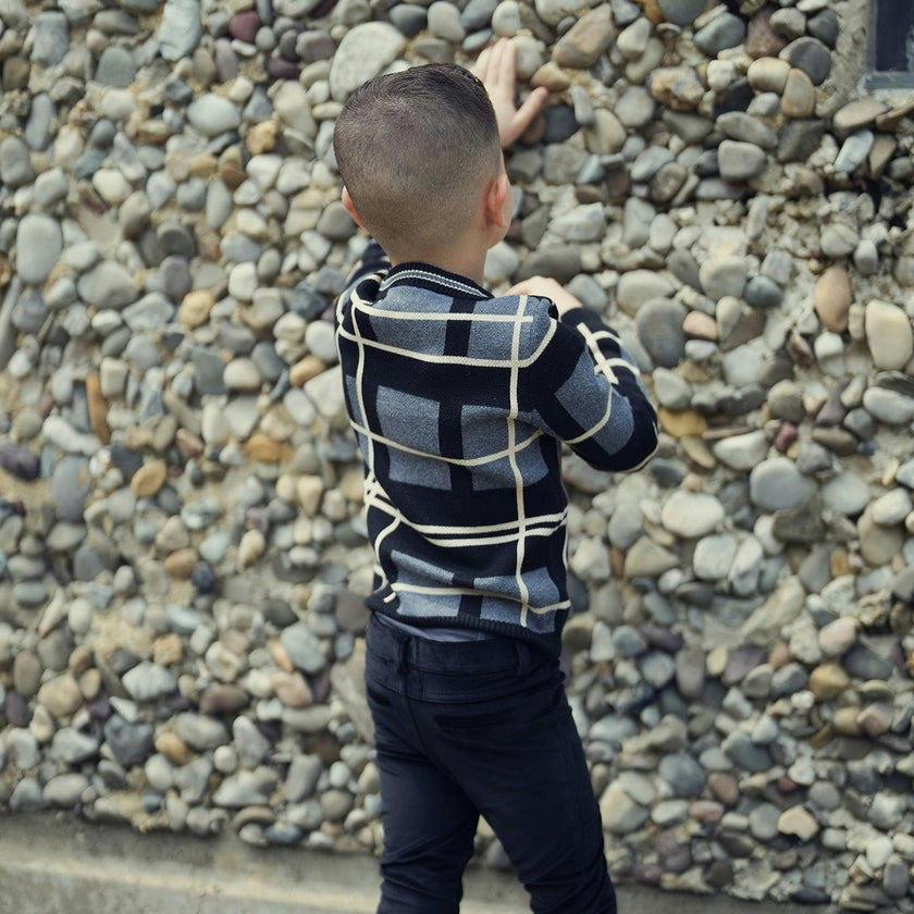Preppy Plaid Wide Round Neck Relaxed Fit Sweater