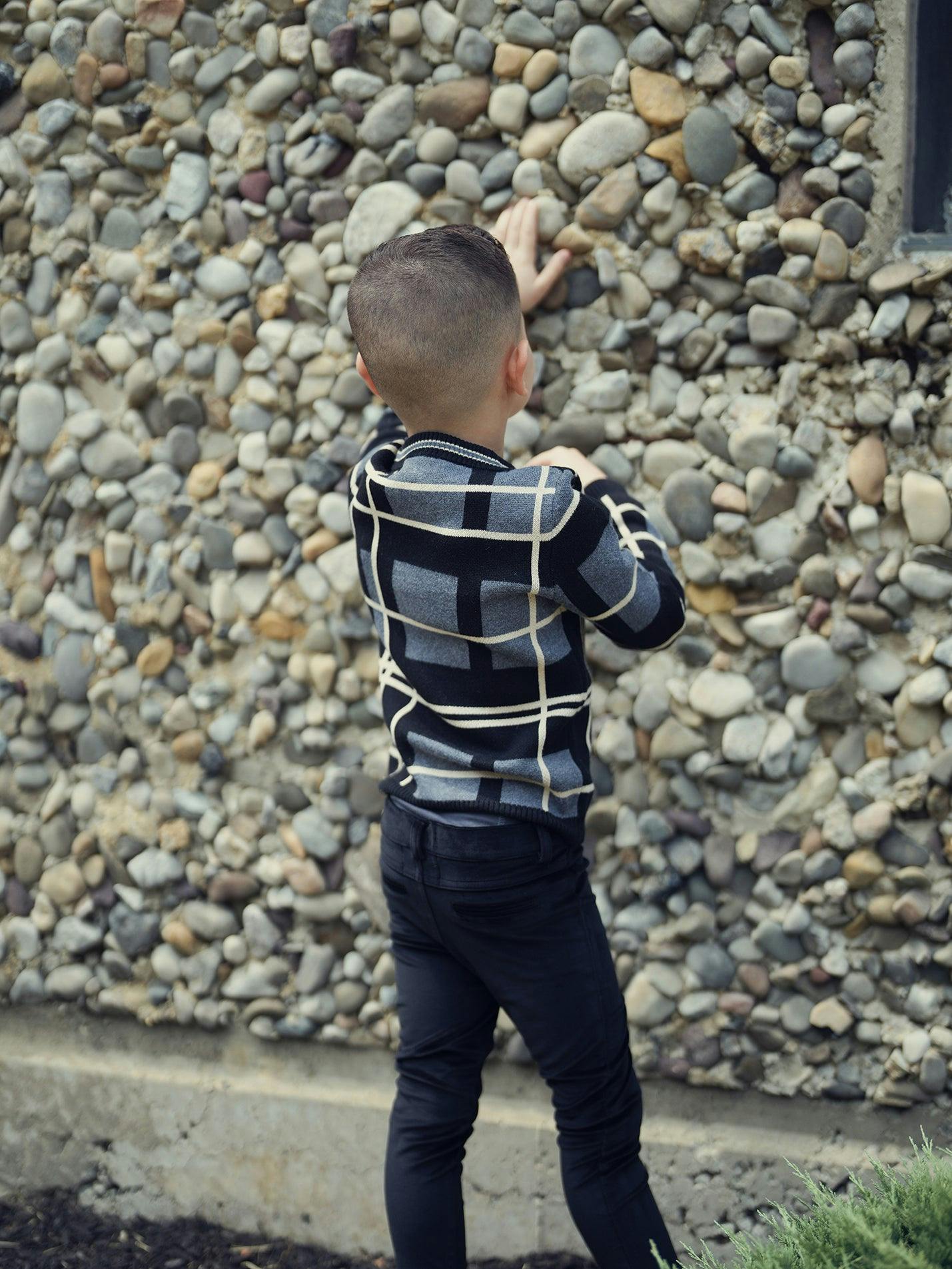 Preppy Plaid Wide Round Neck Relaxed Fit Sweater