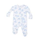 Puppy Toile Blue - 2 Way Zipper Footie
