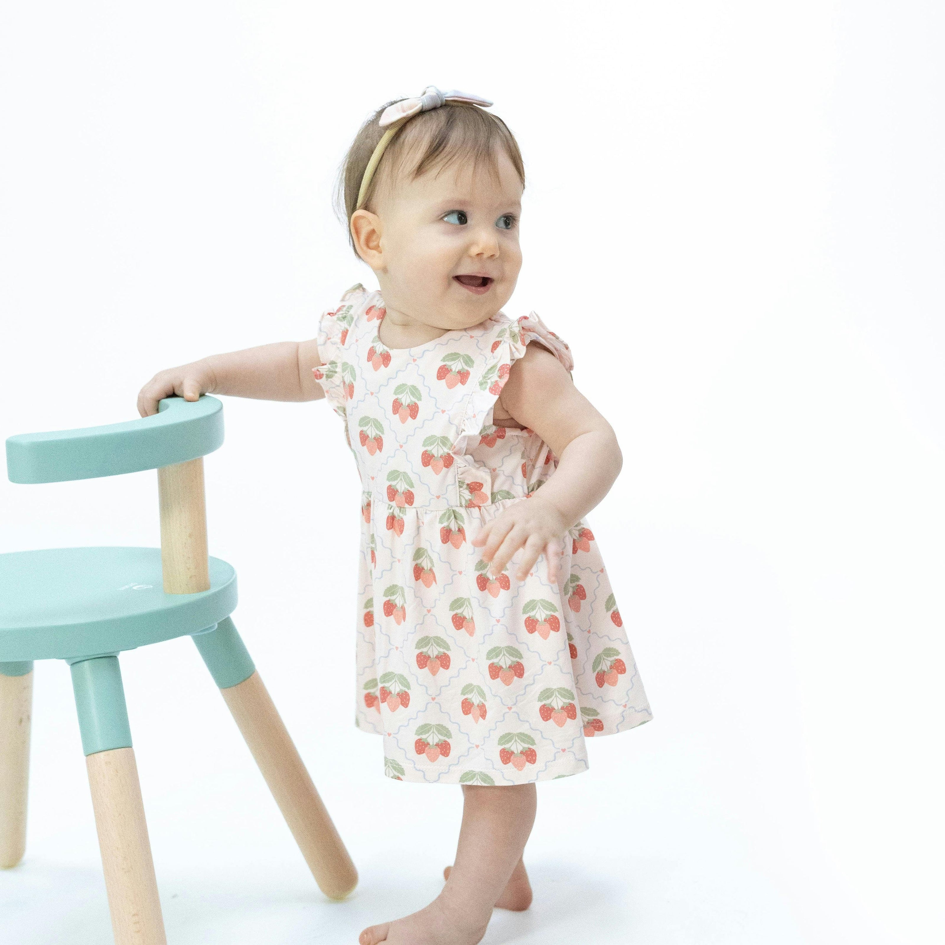 Sweet Strawberries - Ruffle Bodysuit Dress