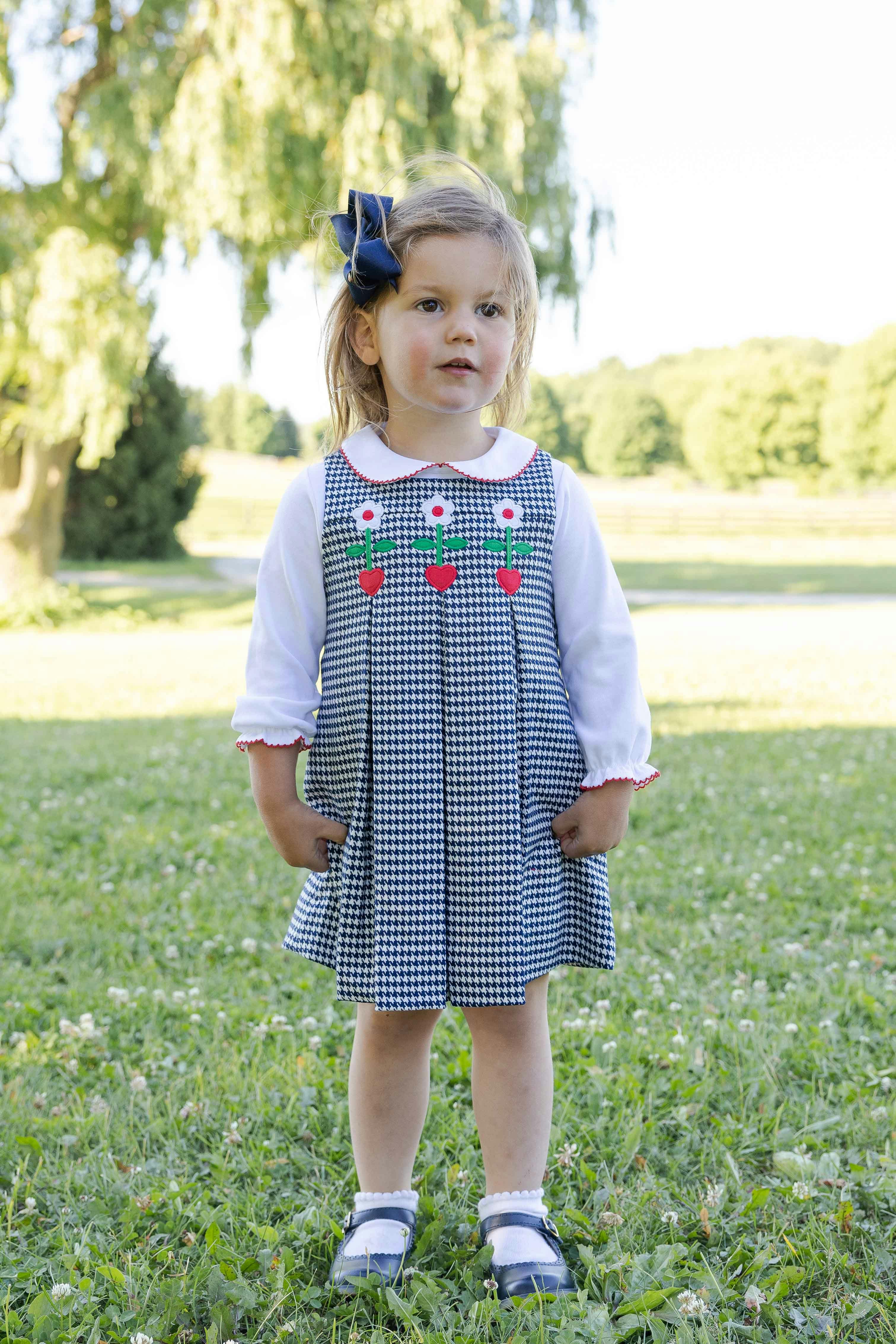 Houndstooth Jumper with Hearts & Flowers