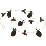Handmade Christmas Garland and Bunting - Pinecones and Holly Berries Felt and Jute - 6' Arcadia Home
