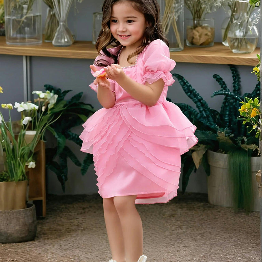 Blush Petal Princess Ruffle Dress