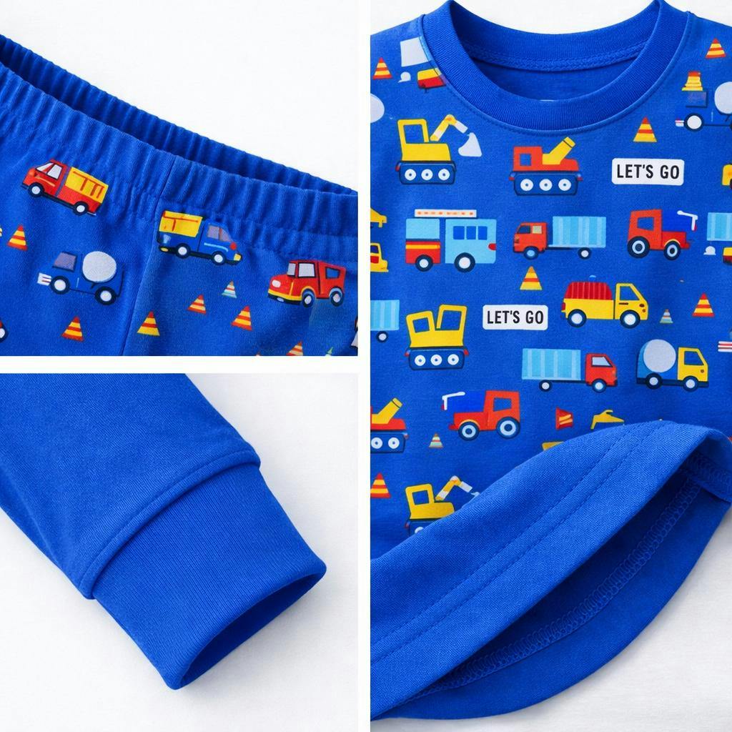 Kids and Toddlers 3 Pack Sharks/Cars/Astronauts Long Sleeve Snug Fitted Pajamas