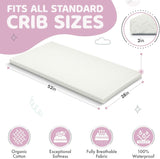 2” Crib Mattress Topper Memory Foam - Waterproof Breathable Soft Washable Cover 52” x28” x 2” Fits Standard Size Cribs & Toddler Beds by Sleepah
