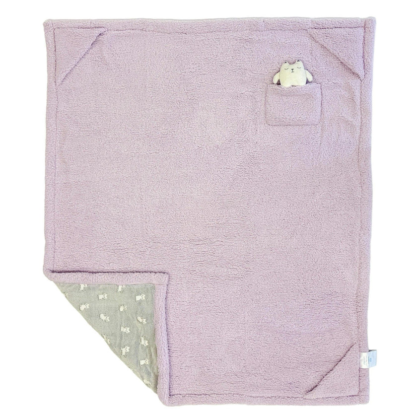 Cozy Switch Blanket – Reversible Sherpa & Glow-in-the-Dark Blanket with Plush Toy Pocket, Glow Kittens