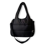 The Astra Puffy Tote with Removable Crossbody Strap in Black
