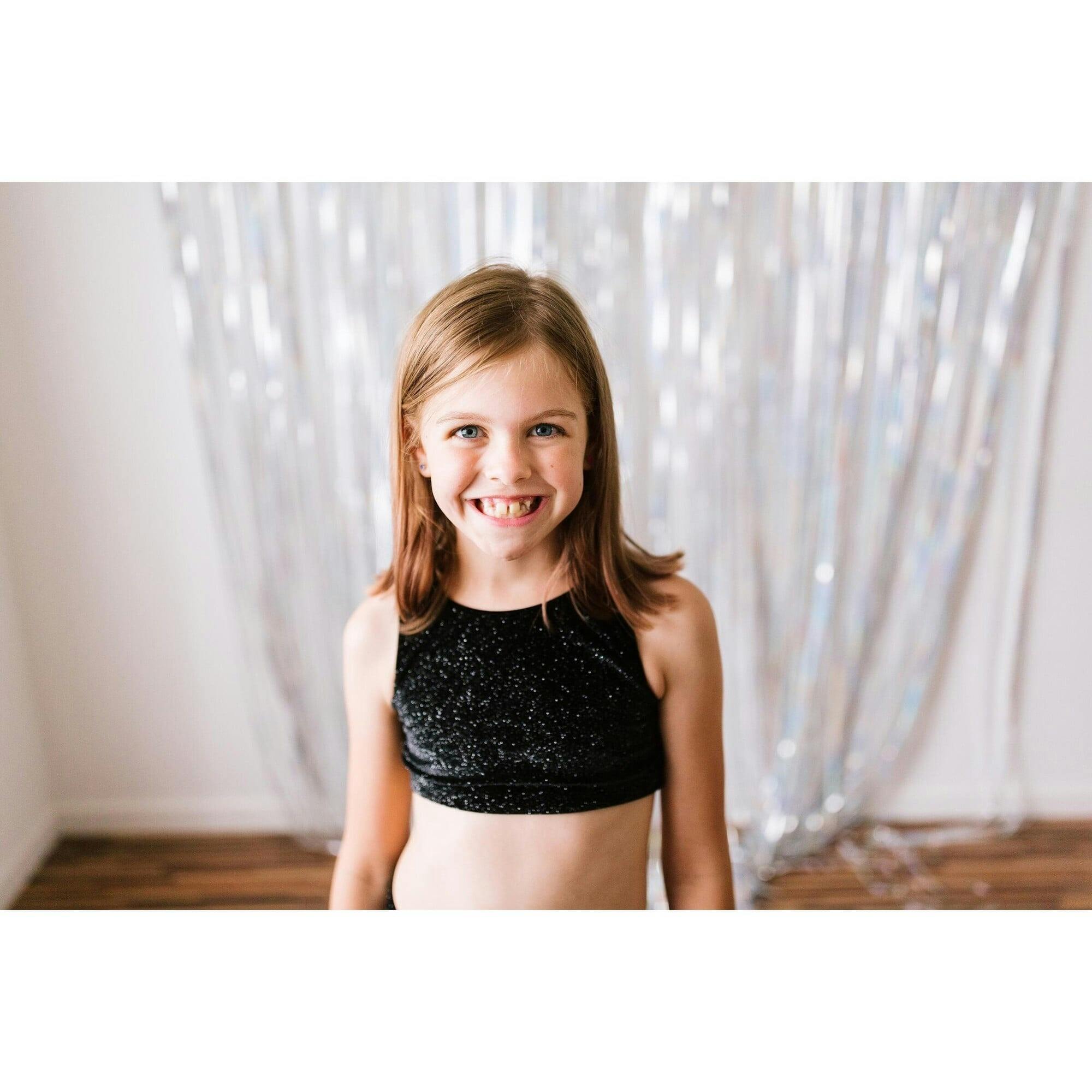 Twinkly Velvet Black Velvet Bra Crop, Black