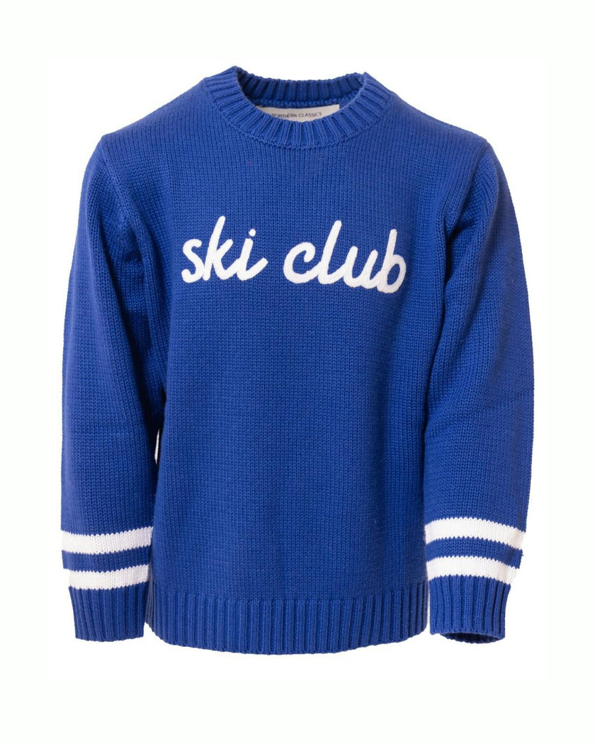 Kids Ski Club Sweater in Varsity Blue