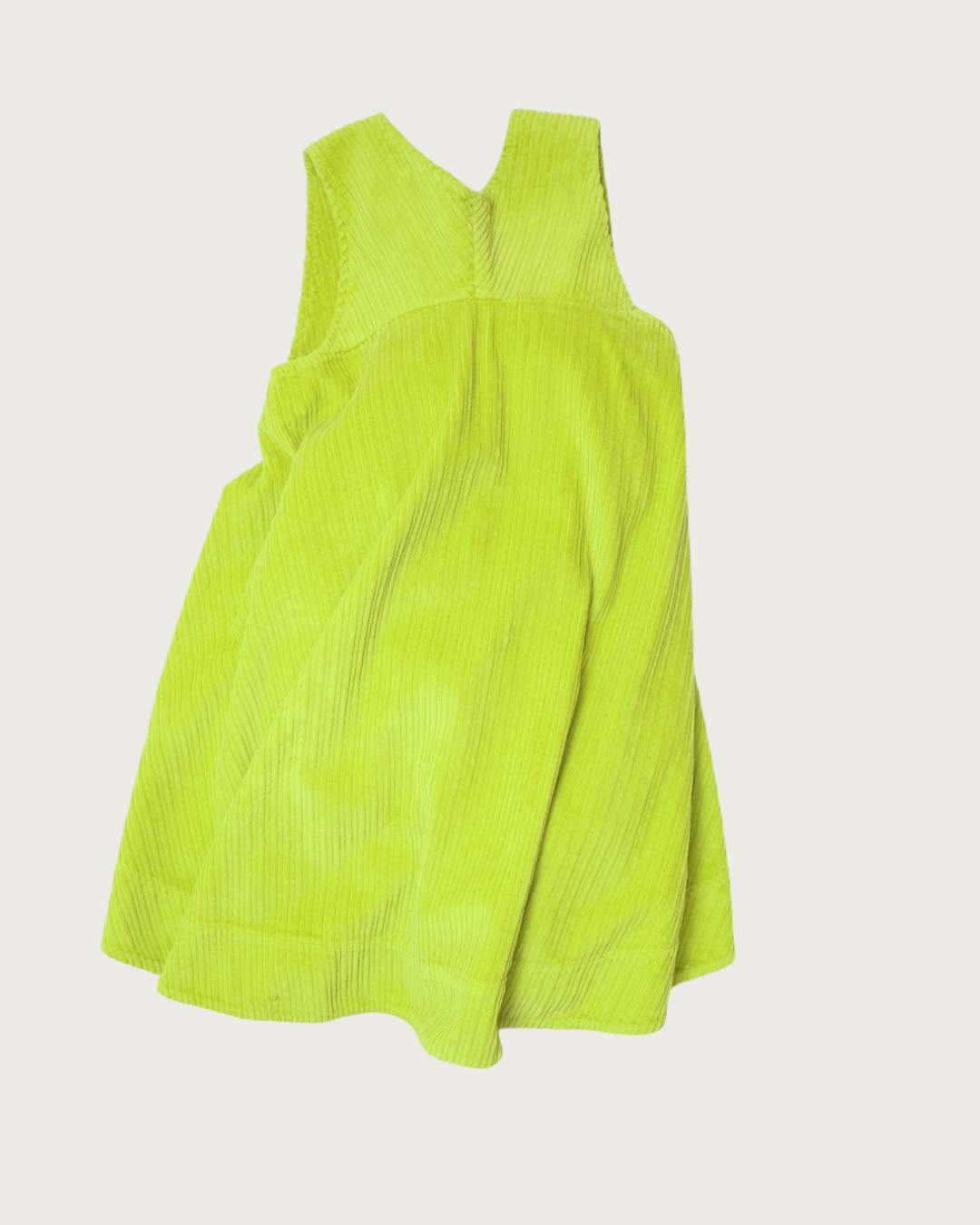 Kids Avery Acid Green Cord Dress