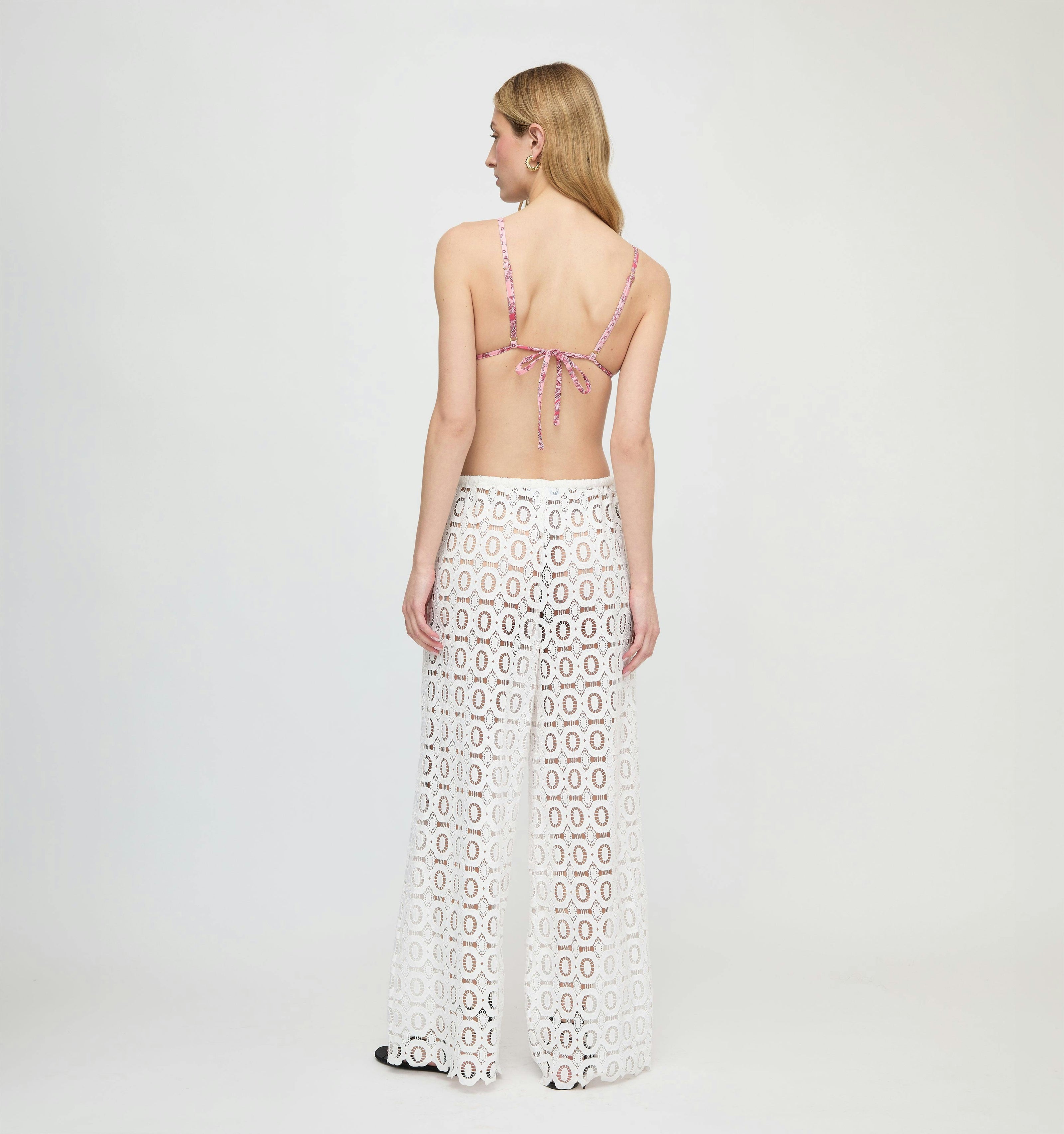 The Kaya Pool Pant - White Broderie