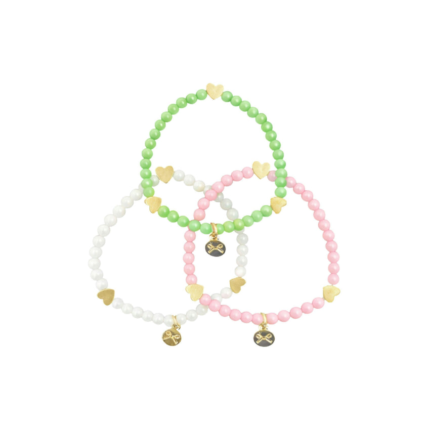 Hearts Bracelet Gift Set - Pink, White, Green