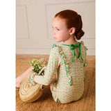 Annie Apple Print Ruffle Detail Long Sleeve Swimsuit in Green (12mths- 10yrs)