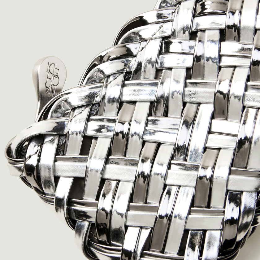 St. Barths Petit Tote Double Weave Metallic | Pewter