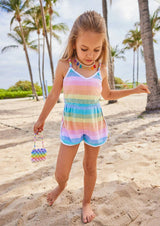 Pastel Ombré Beaded Hearts Sleeveless Romper