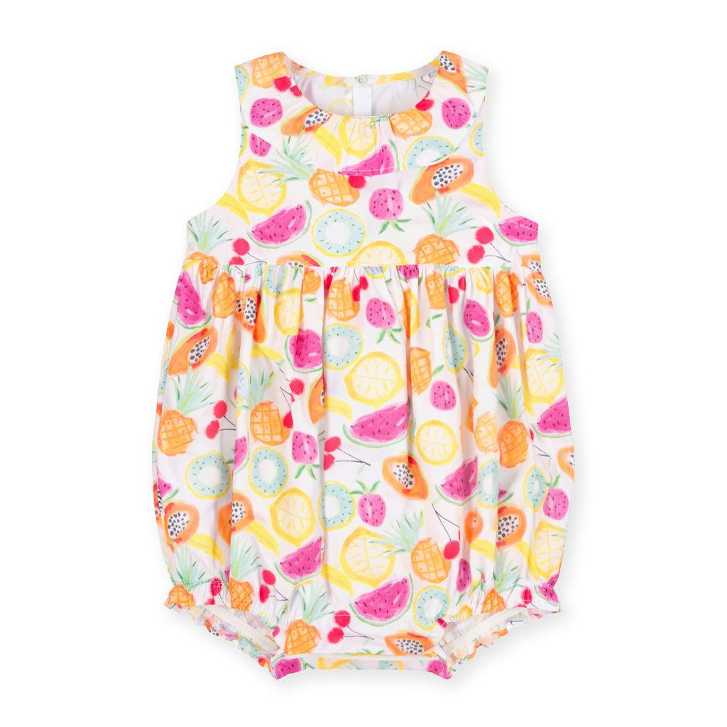 Fruit Print Romper with Neck Ruffle