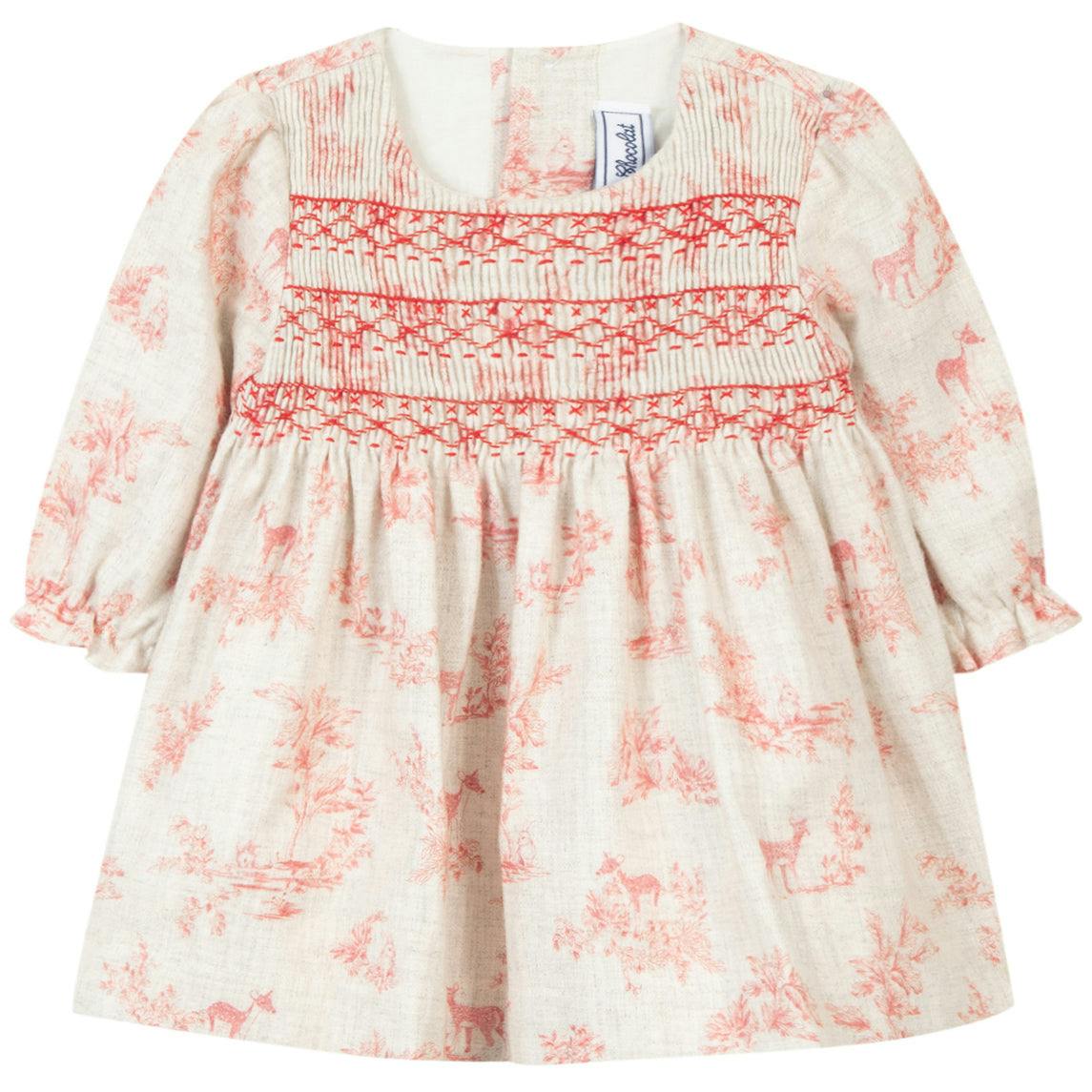 Rosewood Flannel Smocked Dress