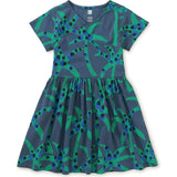 Short Sleeve Wrap Neck Dress, Blue
