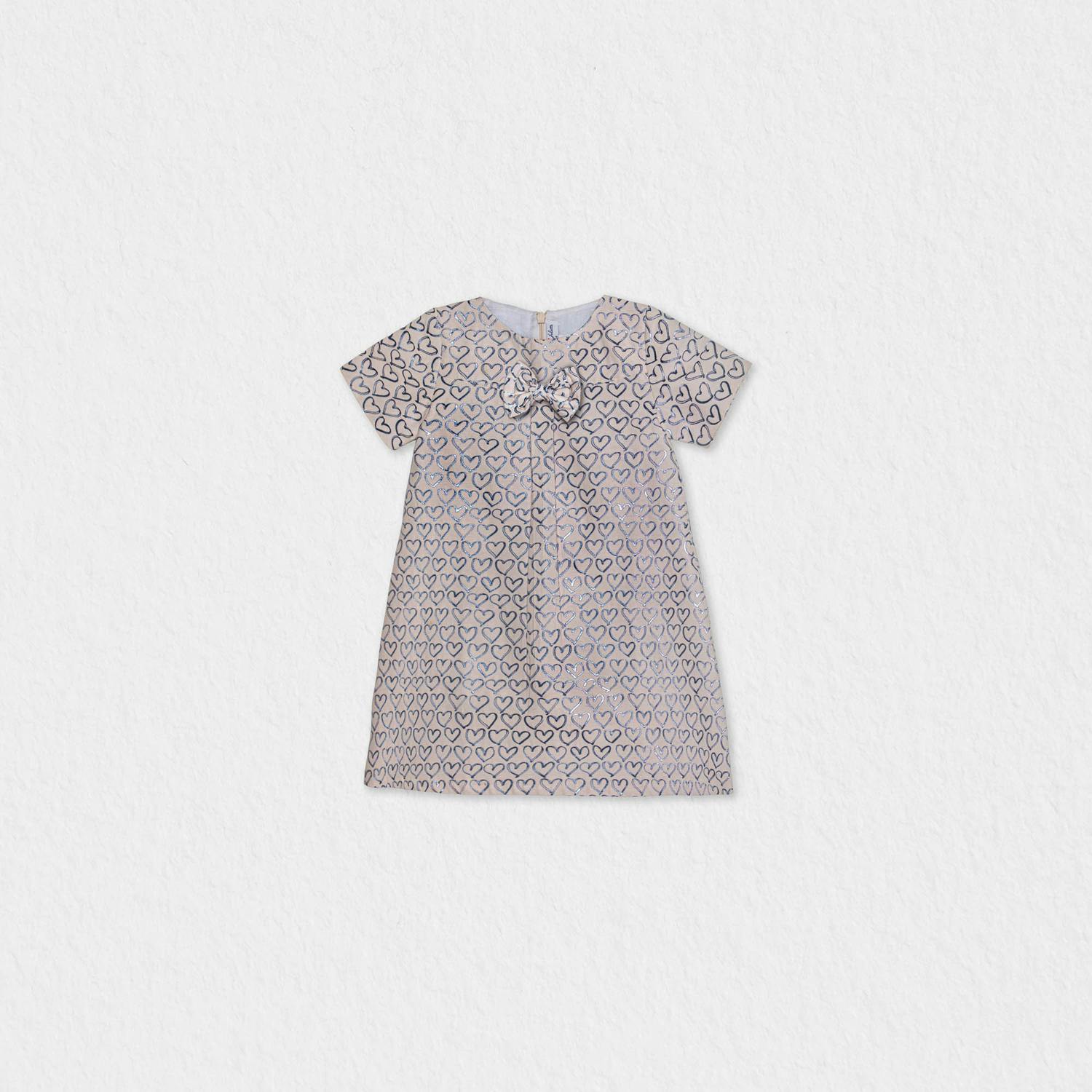 Elsa Baby Dress Short Sleeve, Blue Hearts