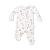 Easter Egg Hunt Pink - 2 Way Ruffle Back Zipper Footie