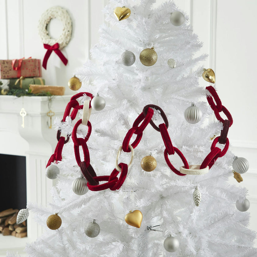 Hand Felted Wool Christmas Garland and Bunting - Loop Chain Red - 6' Arcadia Home