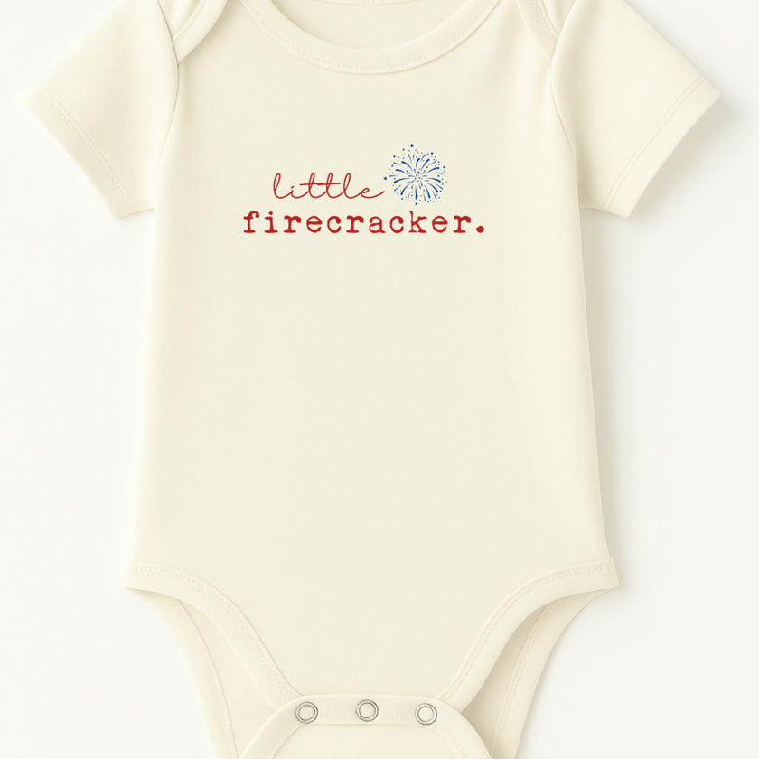 Little Firecracker Organic Cotton Short Sleeve Baby Bodysuit