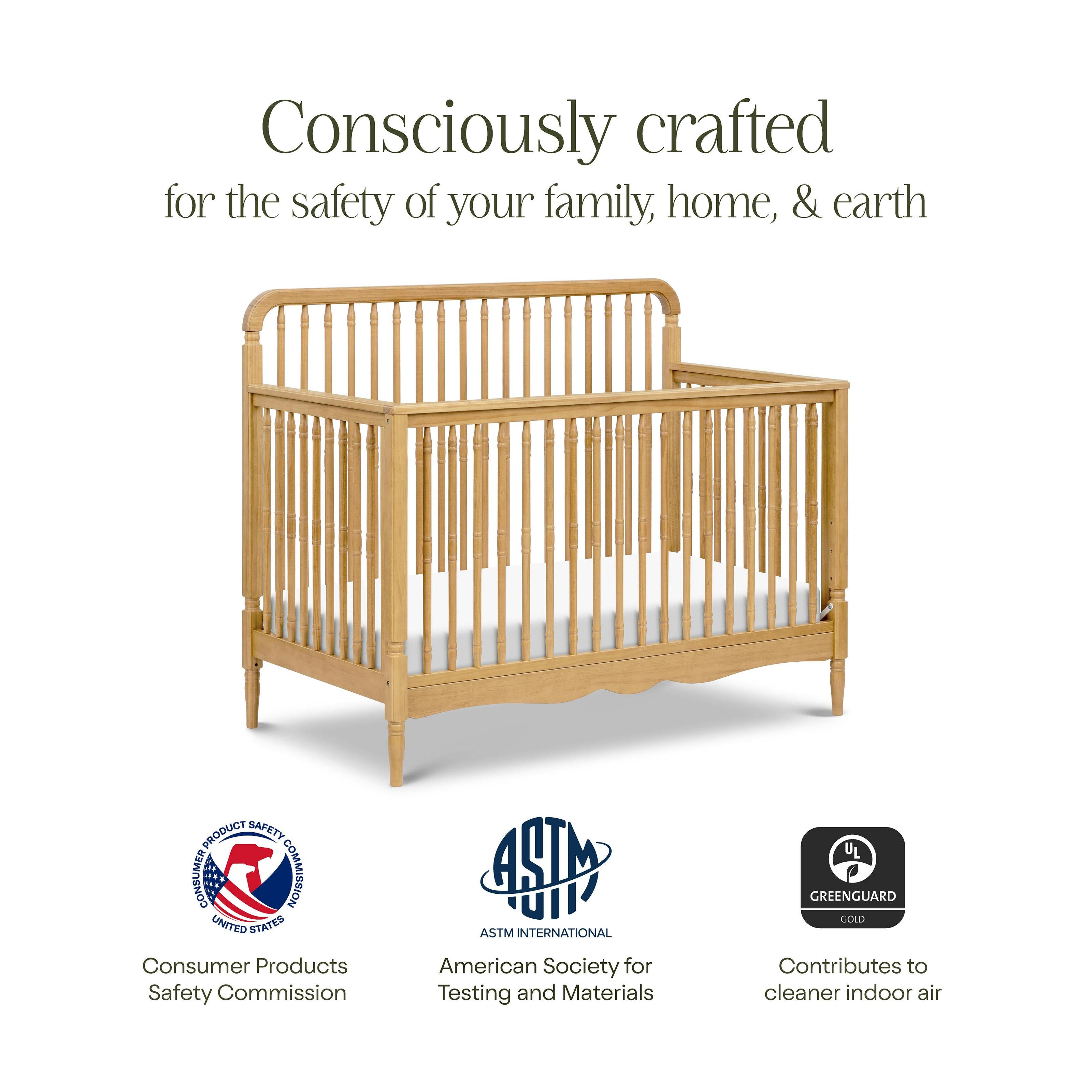 Liberty 4-in-1 Convertible Spindle Crib in Honey