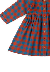 Burnt Ochre Check Sailor Dress, Multi