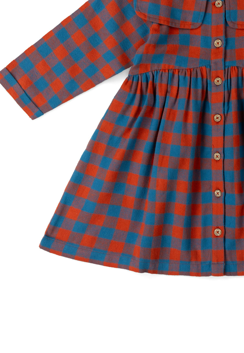 Burnt Ochre Check Sailor Dress, Multi
