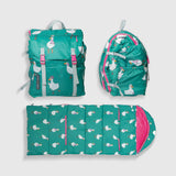 Sleep-N-Pack™ Big Kid Sleeping Bag Backpack – Silly Ducks in Golf Green