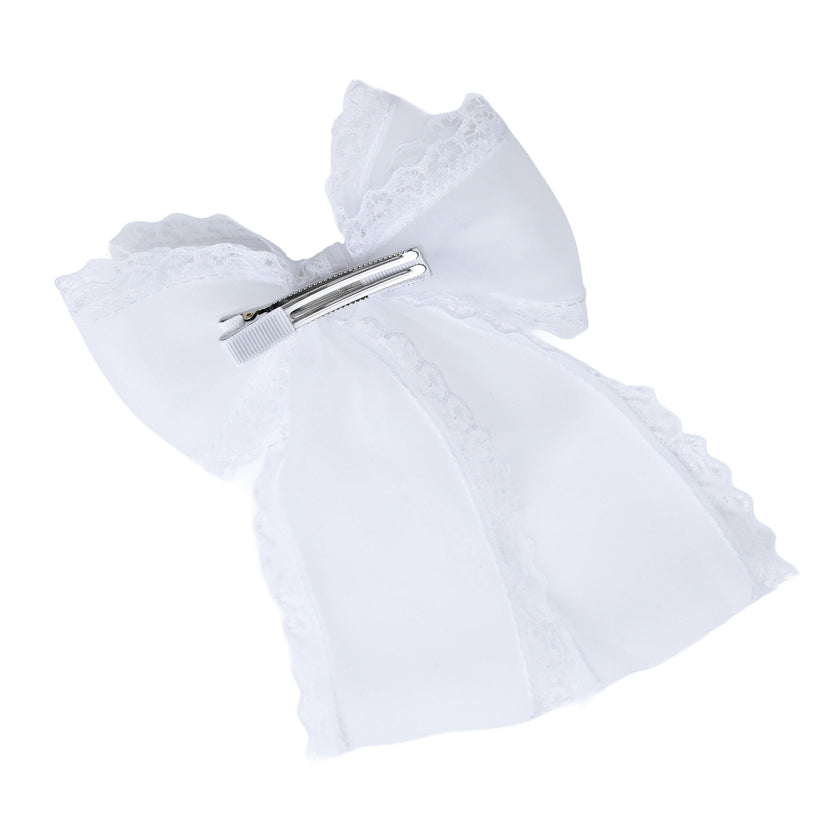 White Lace Bow Hair Clip