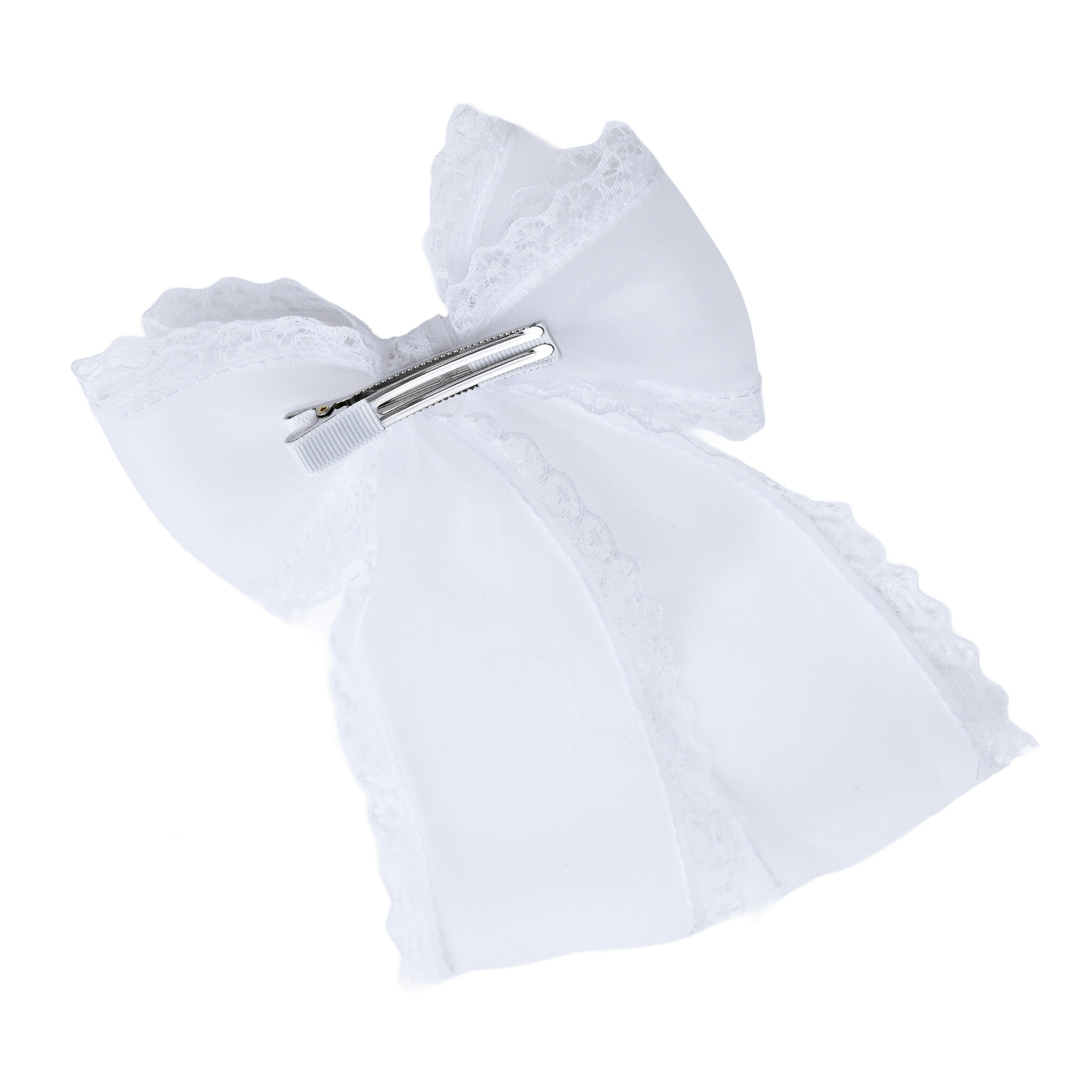 White Lace Bow Hair Clip