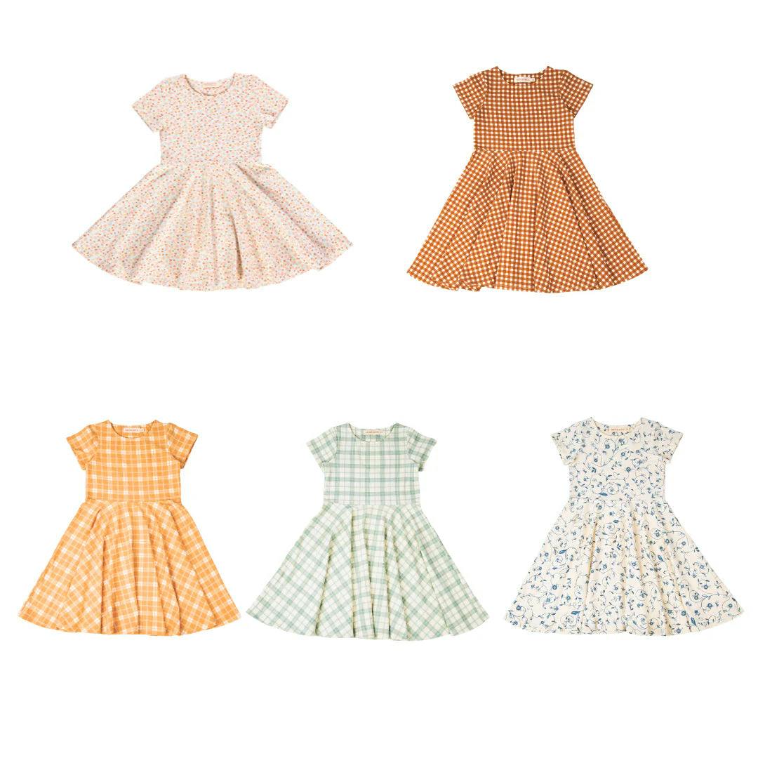 Sweetheart Twirl Dress | Organic Cotton Jersey - Sunset Meadow