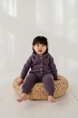 Girls Knit Pants in Plum